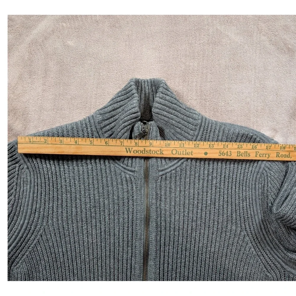 Banana Republic Mens Large Gray Ribbed Full Zip Mock Neck Cardigan Sweater L